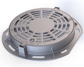 Люк чугунный дождеприемный магистральный круглый высотой Н-100 с фиксатором, запорным устройством и пружиной С250