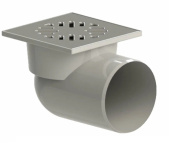 Трап D110 горизонтальный с решеткой нерж. сталь 150х150 мм