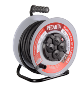 Удлинитель силовой на металлической катушке Ресанта СУ-3х2,5КГ-30/3 (с выкл., 4 розетки, IP44)