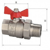 Шаровой кран с полусгоном 1"НРх1"ВР бабочка TERMA-R RED