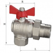 Шаровой кран угловой с полусгоном 1/2"НРх1/2"ВР бабочка TERMA-R RED