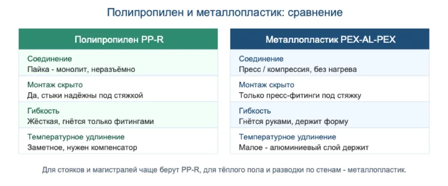 Сравнение полипропилена и металлопластика для отопления