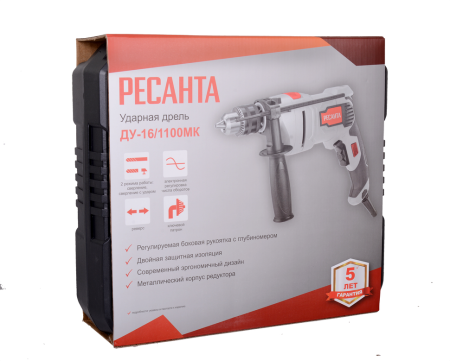 Дрель ударная Ресанта ДУ-16/1100МК