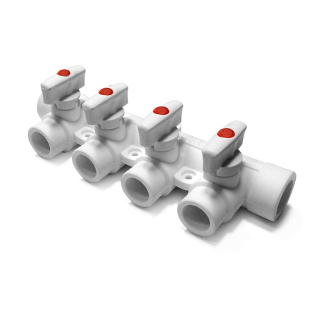 Коллектор PPR 25мм, 3 вых на 20мм с кранами