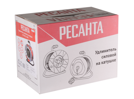 Удлинитель силовой на катушке Ресанта СУ-3х1,5-30/2 (с выкл., 4 розетки)