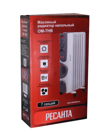 Масляный радиатор РЕСАНТА ОМ-7НВ с вентилятором