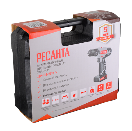 Дрель-шуруповерт аккумуляторная Ресанта ДА-24-2ЛК-У