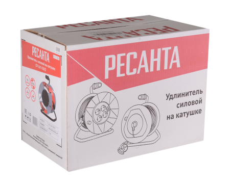Удлинитель силовой на катушке Ресанта СУ-2х1-50/2 (с выкл., 4 розетки)